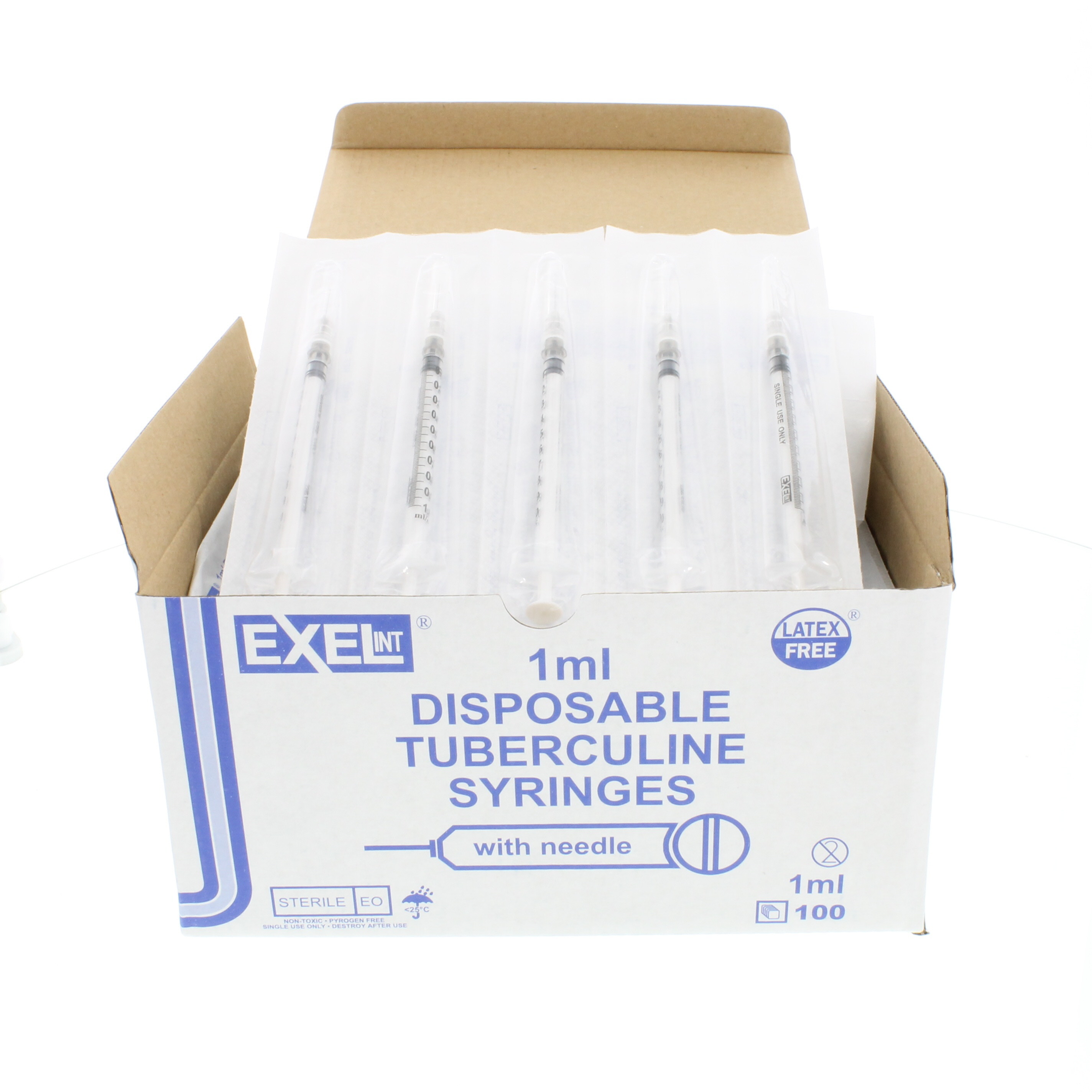 Exel 1cc Syringe w/27g x ½ Inch Needle - Box/100